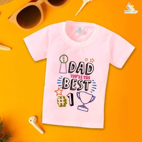 Father's Day Special T-Shirt for Boy’s and Girl’s Half Sleeve Topwear for Unisex Kids | Dad You're The Best #1 | - Image 2