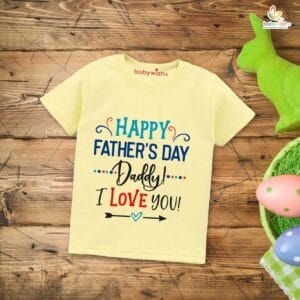 Father's Day Special T-Shirt for Boy’s and Girl’s Half Sleeve Topwear for Unisex Kids | Happy Father's Day Daddy I Love You|