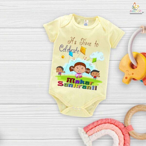 It’s Time to Celebrate – My First Makar Sankranti Baby Romper & Bodysuit for Newborns | Festive Baby Clothes for Makar Sankranti | Babywish - Image 3