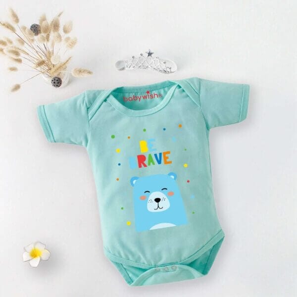 Baby First Birthday Celebrations Romper Clothes Baby Newborn Bodysuits Outfit Envelop Neck Half Sleeve Unisex Onesies "Be Brave Everyone" - Image 2