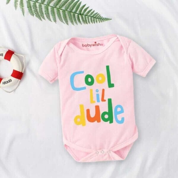 Baby First Birthday Celebrations Romper Clothes Baby Newborn Bodysuits Outfit Envelop Neck Half Sleeve Unisex Onesies "Cool Lil Dude" - Image 2