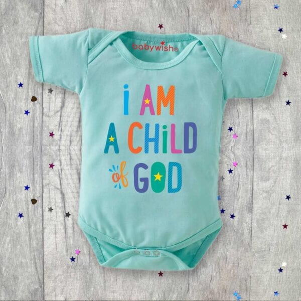 Baby First Birthday Celebrations Romper Clothes Baby Newborn Bodysuits Outfit Envelop Neck Half Sleeve Unisex Onesies "I am Child of God" - Image 2