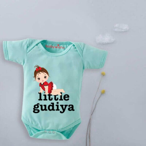 Baby First Birthday Celebrations Romper Clothes Baby Newborn Bodysuits Outfit Envelop Neck Half Sleeve Unisex Onesies "Little Gudiya" - Image 2
