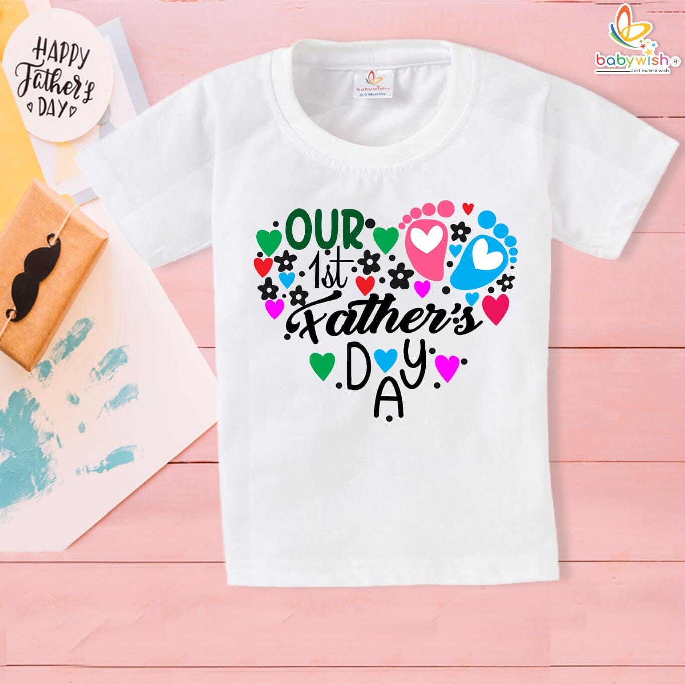 Our 1st Father’s Day heart-print t-shirt – cute baby gift for dad by Babywish