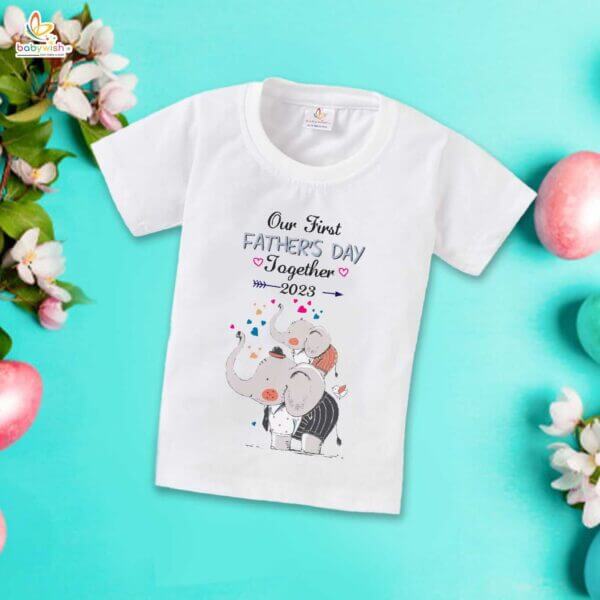 Fathers Day Special Combo White T-Shirts Sets for Father and KId Combo Pack of 2 | Our First Father's Day Together 2023| - Image 3