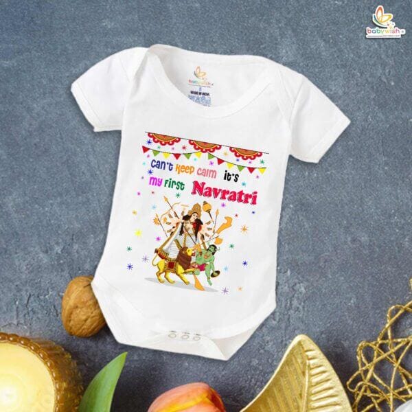 Babywish Baby Navratri Romper Bodysuit My First Dussehra Can't Keep Calm it's first Navratri - Image 5