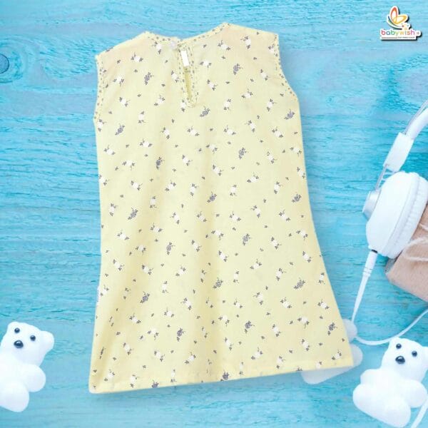 Babywish Baby Girl Cotton Frock Newborn Girl Knee Length Sleeveless Dress Floral Theme Printed - Image 5