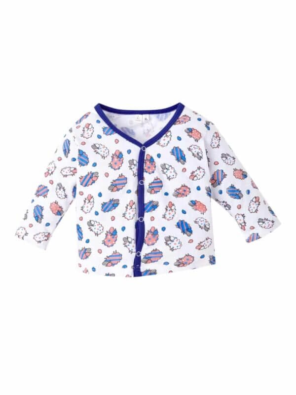 kids top bottom baby Jhabla Set Full Sleeve Pure Cotton kids tshirt Jhabla pajama set - Blue Sheep Print - Image 2