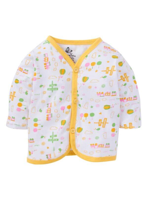 kids top bottom baby Jhabla Set Full Sleeve Pure Cotton kids tshirt Jhabla pajama set - Lemon Magic Train Print - Image 2