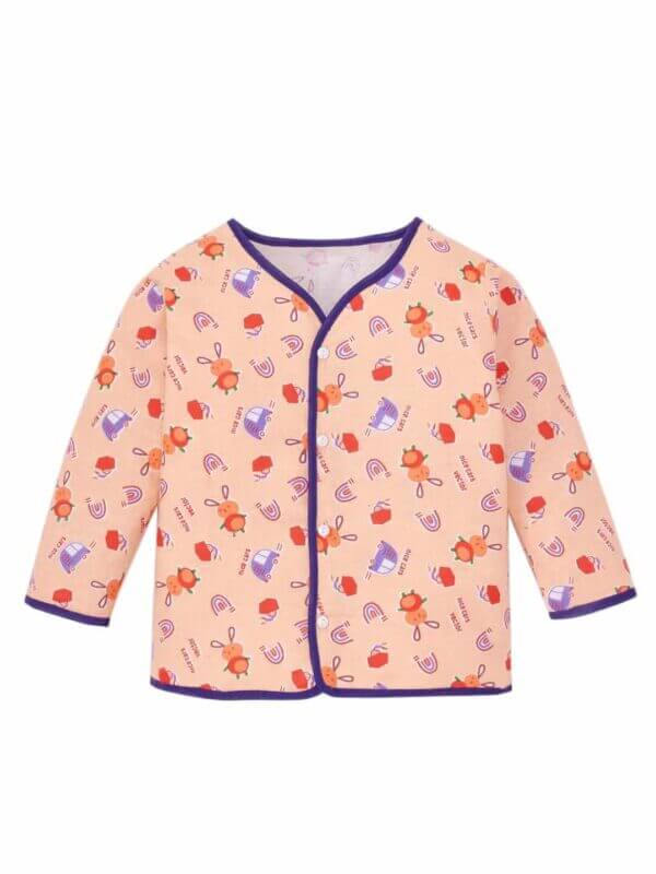 kids top bottom baby Jhabla Set Full Sleeve Pure Flannel kids tshirt Jhabla pajama set - Peach Nice Car Vector Print - Image 2