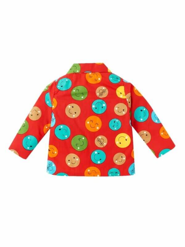 Kids Sleepsuit for Baby Boy’s and Girl’s Topwear and Pajamas Set Long Sleeve Sleepwear Baby Clothing Sets - Red Color Smiley - Image 3