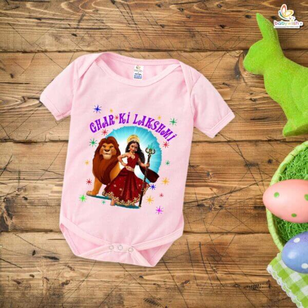 Babywish Baby Navratri Romper Bodysuit My First Dussehra Ghar Ki Laxshami - Image 3