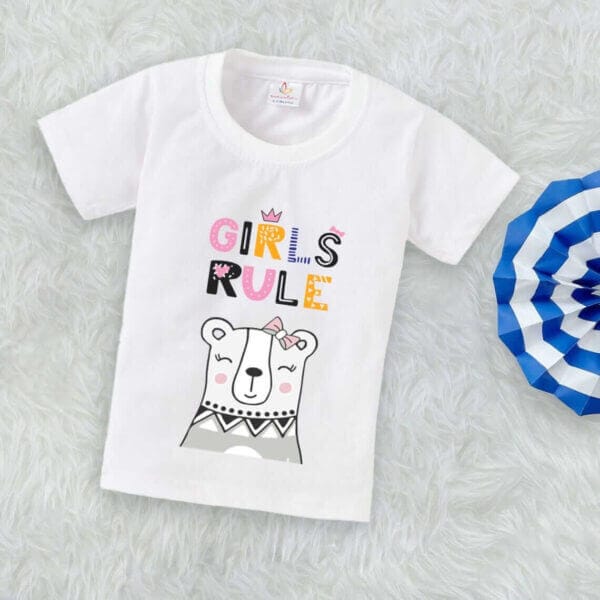Printable Family T-shirt for Kids Clothes Unisex Newborn Topwear Outfit Cotton Tshirt Half Sleeve Round Neck Dress for Boy n Girl "Every Girl's Rule" - Image 3