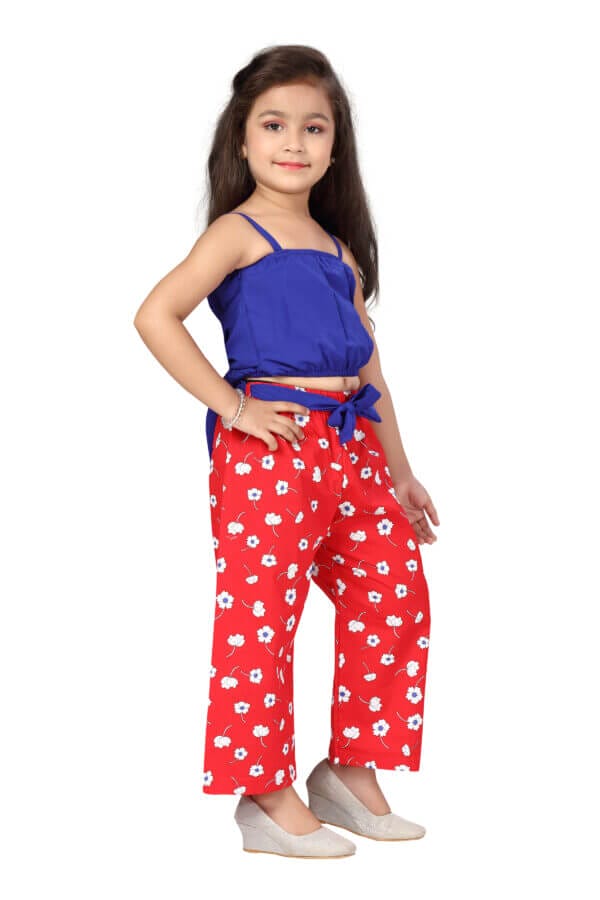 Girl Dress Full Length Check Frock Floral Prints Girls Sleeveles Two Piece Wedding Party Dress Top Bottom Off Sholder - Water Lily Floral - Image 10