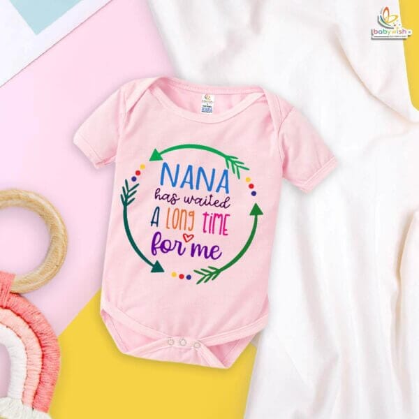 Nana Has Waited a Long Time for Me – Adorable Naanu & Naani Romper for Babies | Grandparent Baby Bodysuit | Babywish - Image 3