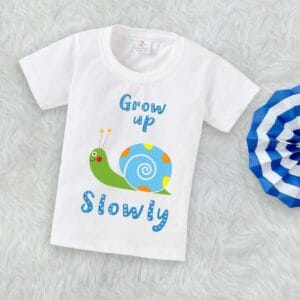 Printable Family T-shirt for Kids Clothes Unisex Newborn Topwear Outfit Cotton Tshirt Half Sleeve Round Neck Dress for Boy n Girl "Grow Up Slowly"