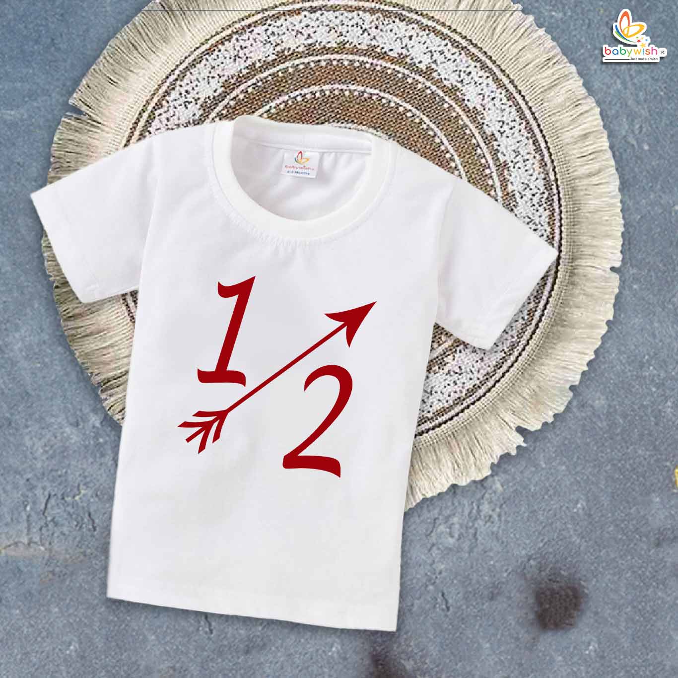 1/2 Birthday T-Shirt with Arrow Design – My First Half Birthday Outfit for 6 Month Baby Boys & Girls – Cute Milestone Shirt – Babywish