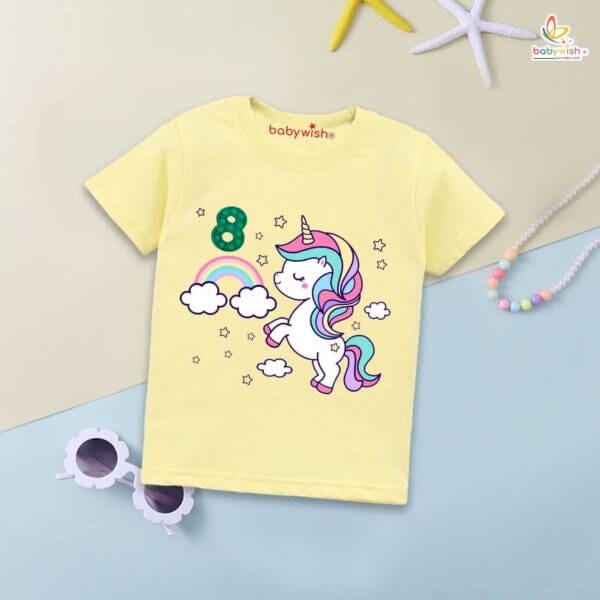 Eight Year Birthday Unisex T-Shirt Half Sleeve Round Neck Topwear tee for kids - Image 4