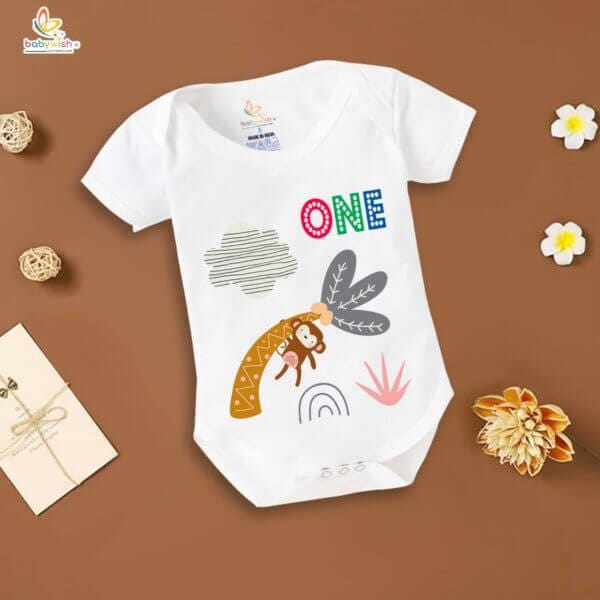 One month unisex baby romper half sleeve round neck onesie - Image 2