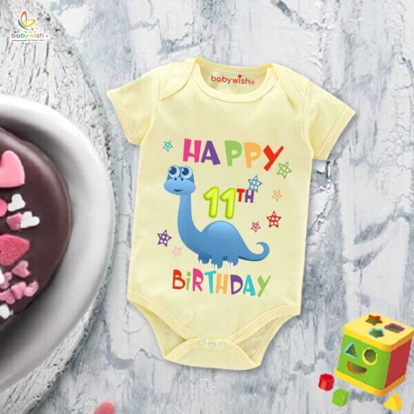 Eleven month unisex baby romper half sleeve round neck onesie - Image 4