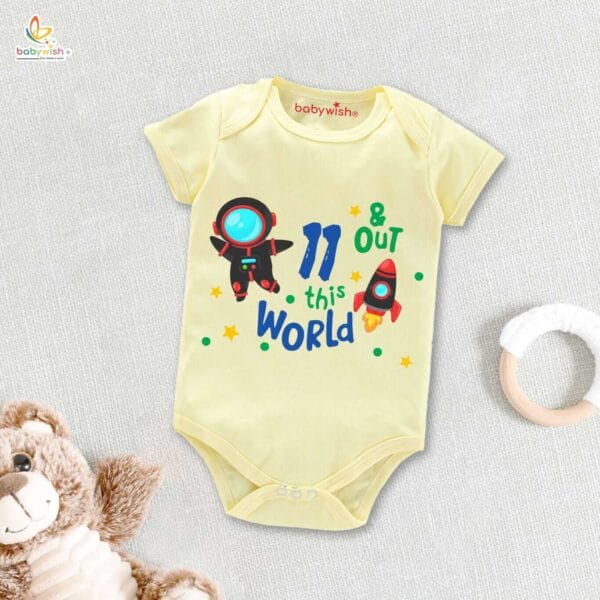 Eleven month unisex baby romper half sleeve round neck onesie - Image 4