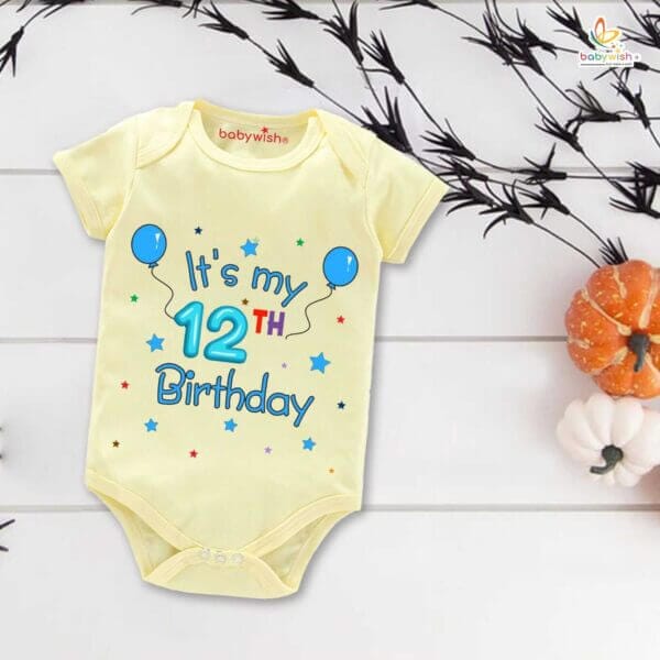 Twelve month unisex baby romper half sleeve round neck onesie - Image 4