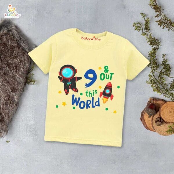 Nine Year Birthday Unisex T-Shirt Half Sleeve Round Neck Topwear tee for kids - Image 4