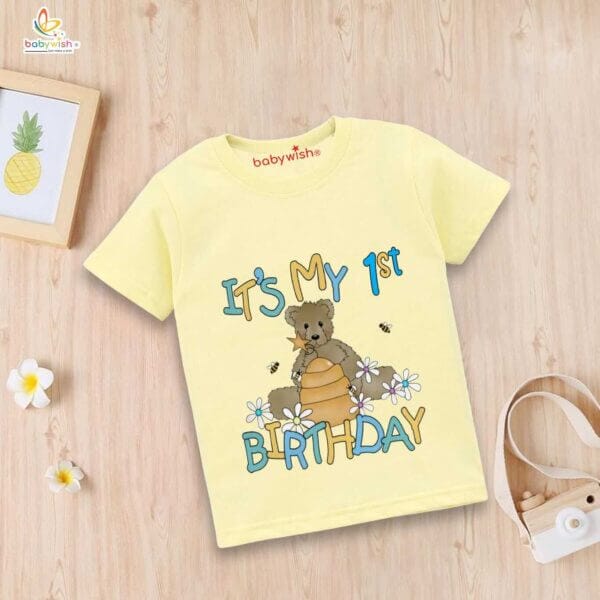 One Year Birthday Unisex T-Shirt Half Sleeve Round Neck Topwear tee for kids - Image 3