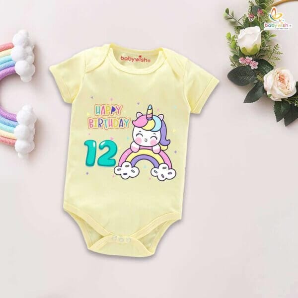Twelve month unisex baby romper half sleeve round neck onesie - Image 4