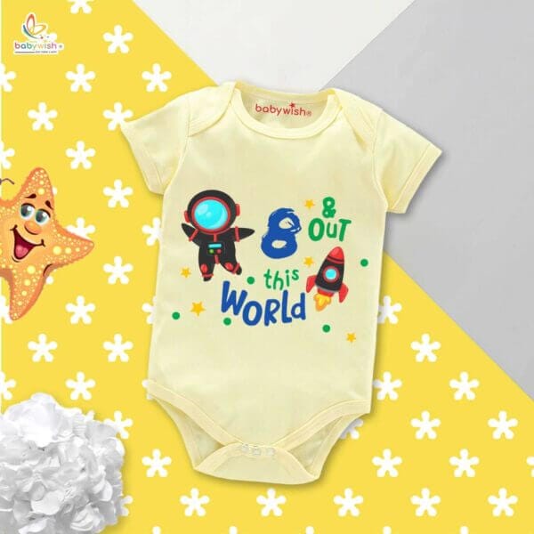 Eight month unisex baby romper half sleeve round neck onesie - Image 4