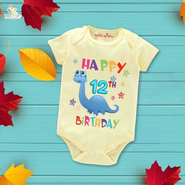 Twelve month unisex baby romper half sleeve round neck onesie - Image 4