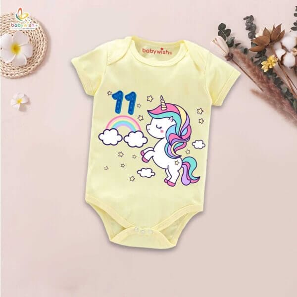 Eleven month unisex baby romper half sleeve round neck onesie - Image 4