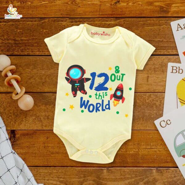 Twelve month unisex baby romper half sleeve round neck onesie - Image 4