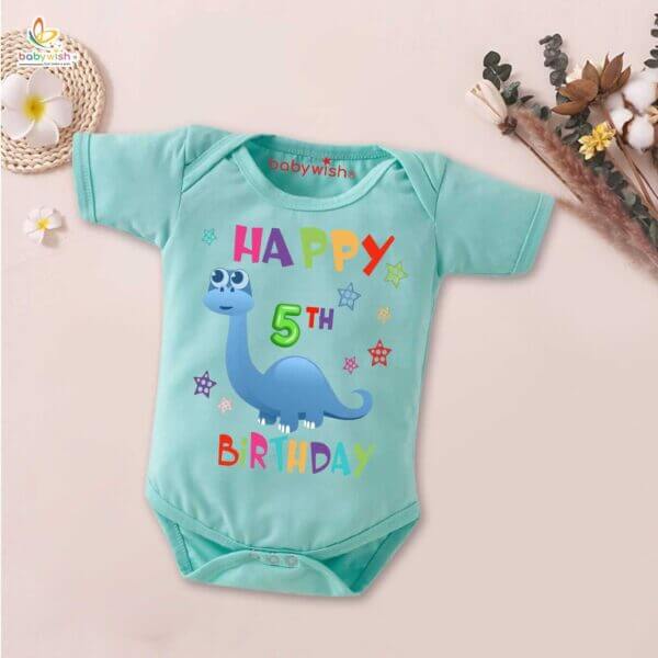 Five month unisex baby romper half sleeve round neck onesie - Image 3