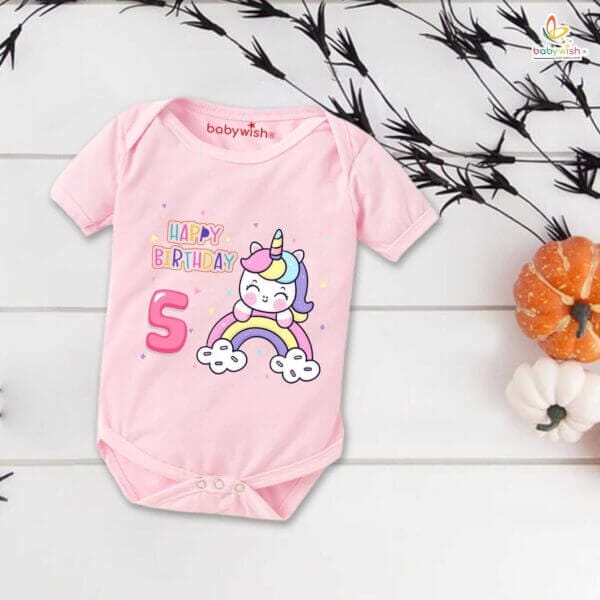 Five month unisex baby romper half sleeve round neck onesie - Image 3
