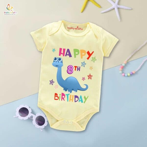 Eight month unisex baby romper half sleeve round neck onesie - Image 4