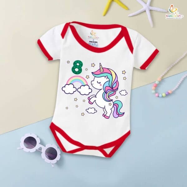 Eight month unisex baby romper half sleeve round neck onesie - Image 5