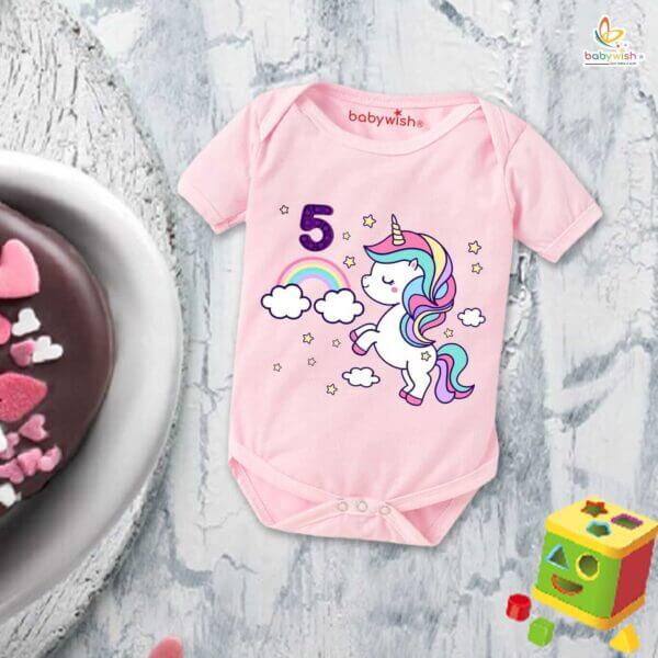 Five month unisex baby romper half sleeve round neck onesie - Image 3