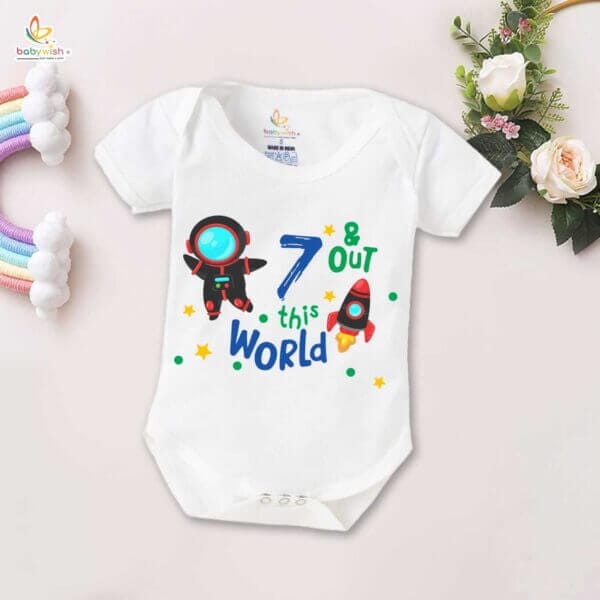 Seven month unisex baby romper half sleeve round neck onesie - Image 5