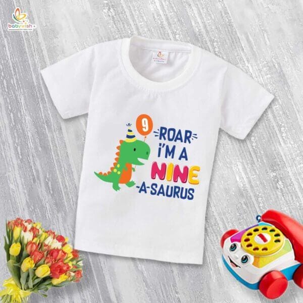 Nine Year Birthday Unisex T-Shirt Half Sleeve Round Neck Topwear tee for kids - Image 4