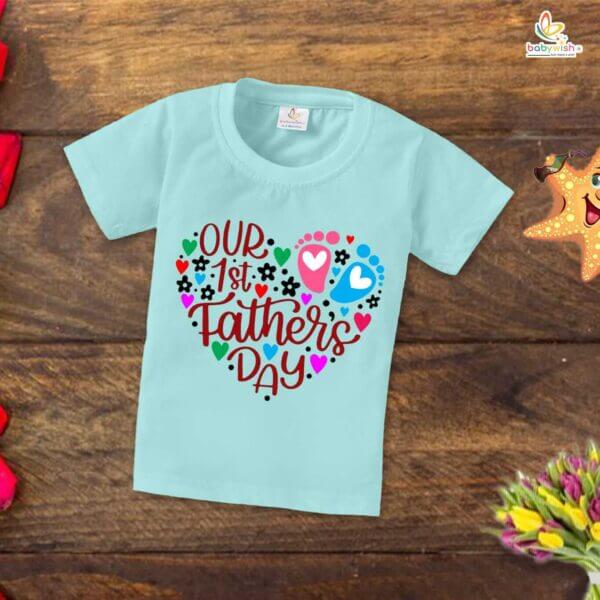 Father's Day Special T-Shirt for Boy’s and Girl’s Half Sleeve Topwear for Unisex Kids | Our 1st Father's Day | - Image 3