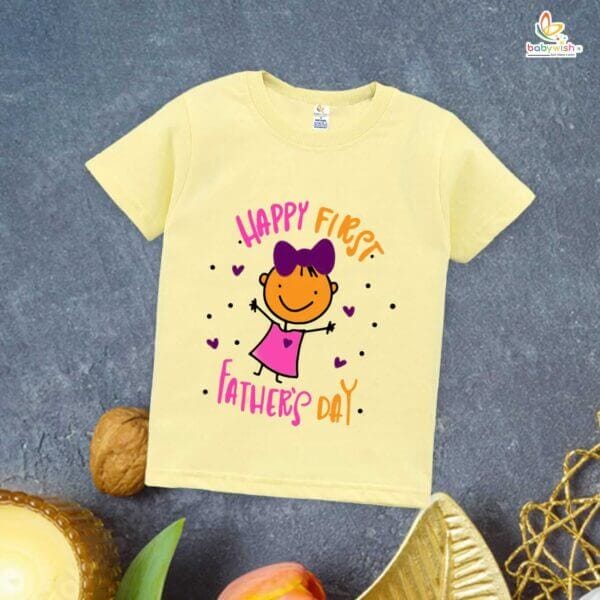 Father's Day Special T-Shirt for Boy’s and Girl’s Half Sleeve Topwear for Unisex Kids | Happy First Father's Day | - Image 3