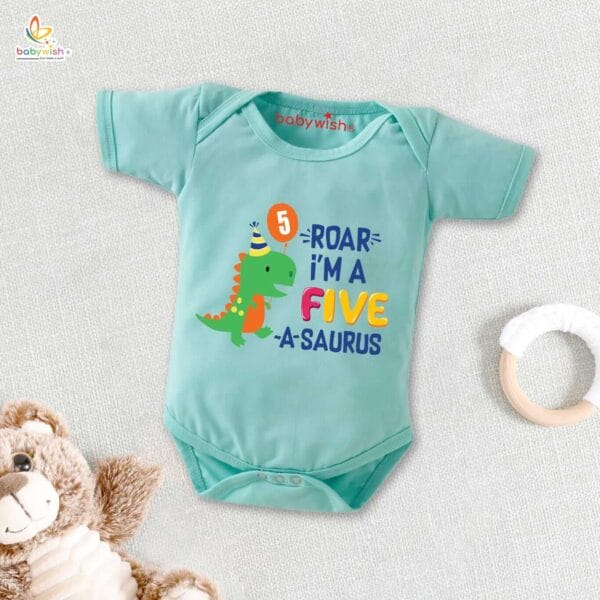 Five month unisex baby romper half sleeve round neck onesie - Image 3