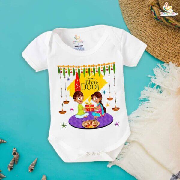 Babywish Baby Diwali Romper Bodysuit My First Diwali Happy Bhai Dooj - Image 5