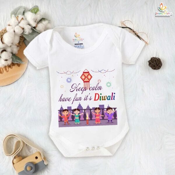 Babywish Baby Diwali Romper Bodysuit My First Diwali Have Fun It's Diwali - Image 5