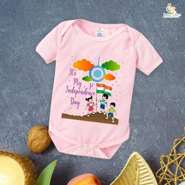 Babywish Independence Day T-Shirt for Boys and Girls 15th August Romper HAPPY INDEPENDENCE DAY - Image 3