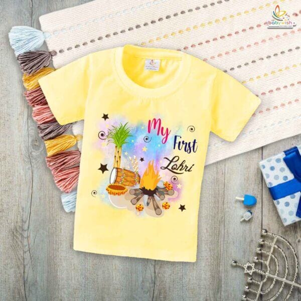 My First Lohri T-Shirt | Happy Lohri Baby Tee | Punjabi Festival Outfit for Babies & Toddlers | Lohri Celebration Clothes | Babywish - Image 4