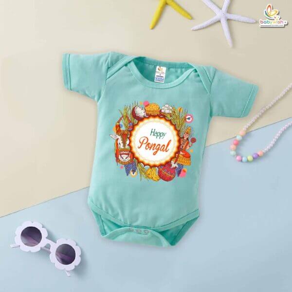 Babywish Pongal Romper – My First Pongal Bodysuit | Happy Pongal to All | Baby's First Pongal Celebration Outfit – Babywish - Image 4