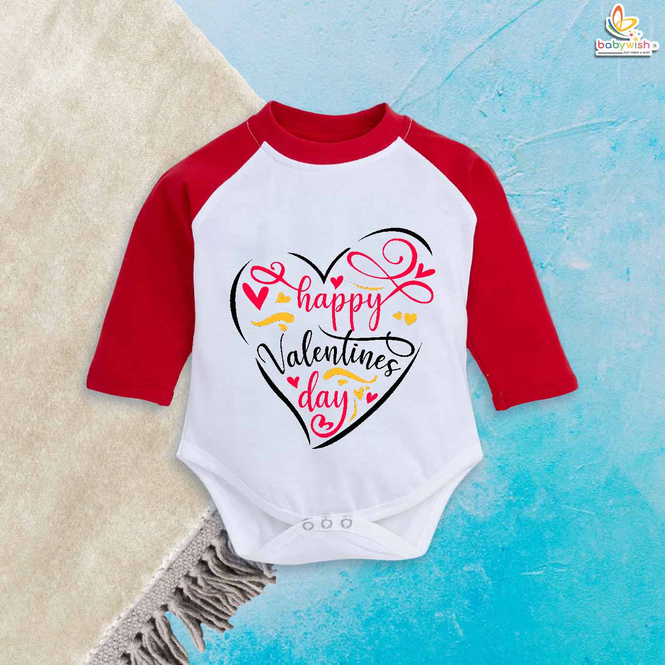 Happy Valentine’s Day Baby Romper – My First Valentine’s Day Full Sleeve Bodysuit | Cute Infant & Newborn Valentine Outfit | Baby Valentine's Day Clothes – Babywish