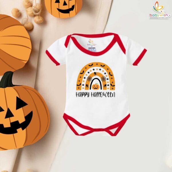 Happy Halloween Baby Romper Bodysuit – Star and Bat Print Halloween Outfit for Newborn Infant Baby Girl or Boy – Babywish - Image 5
